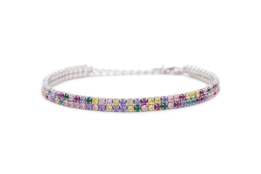 Bracciale Dilvdò Double Tennis Silver Multicolor