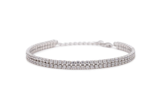 Bracciale Dilvdò Double Tennis Silver White