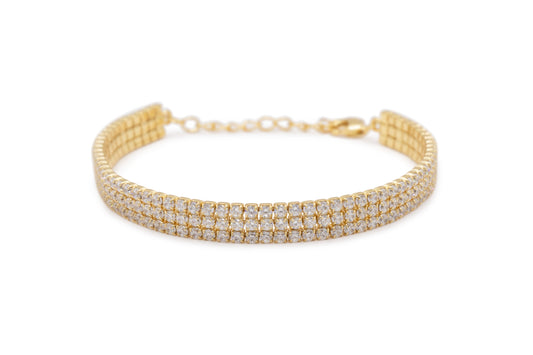 Bracciale Dilvdò Triple Tennis Gold White