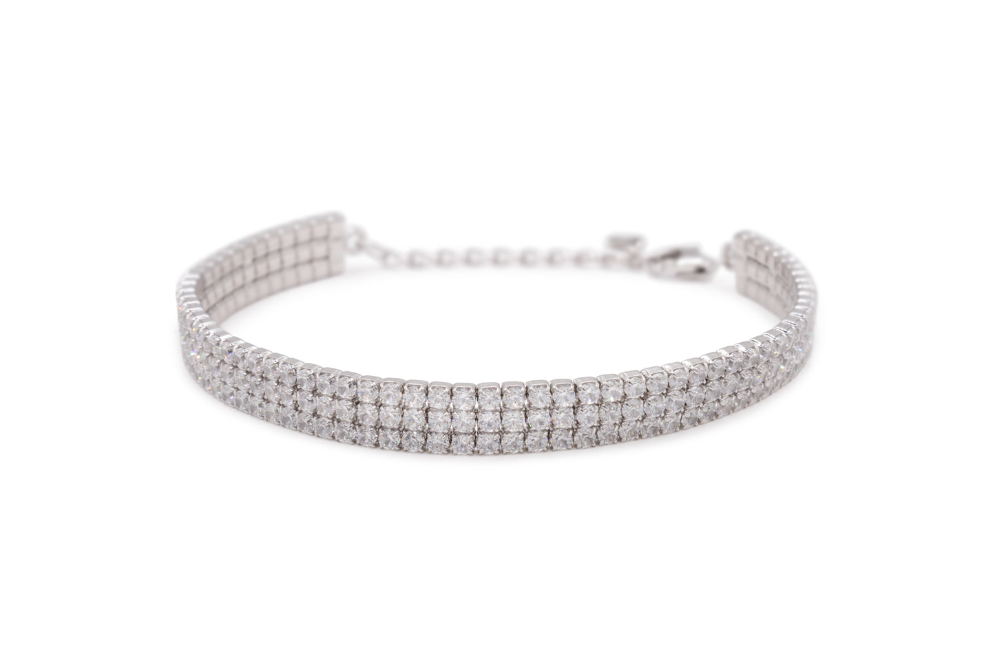 Bracciale Dilvdò Triple Tennis Silver White