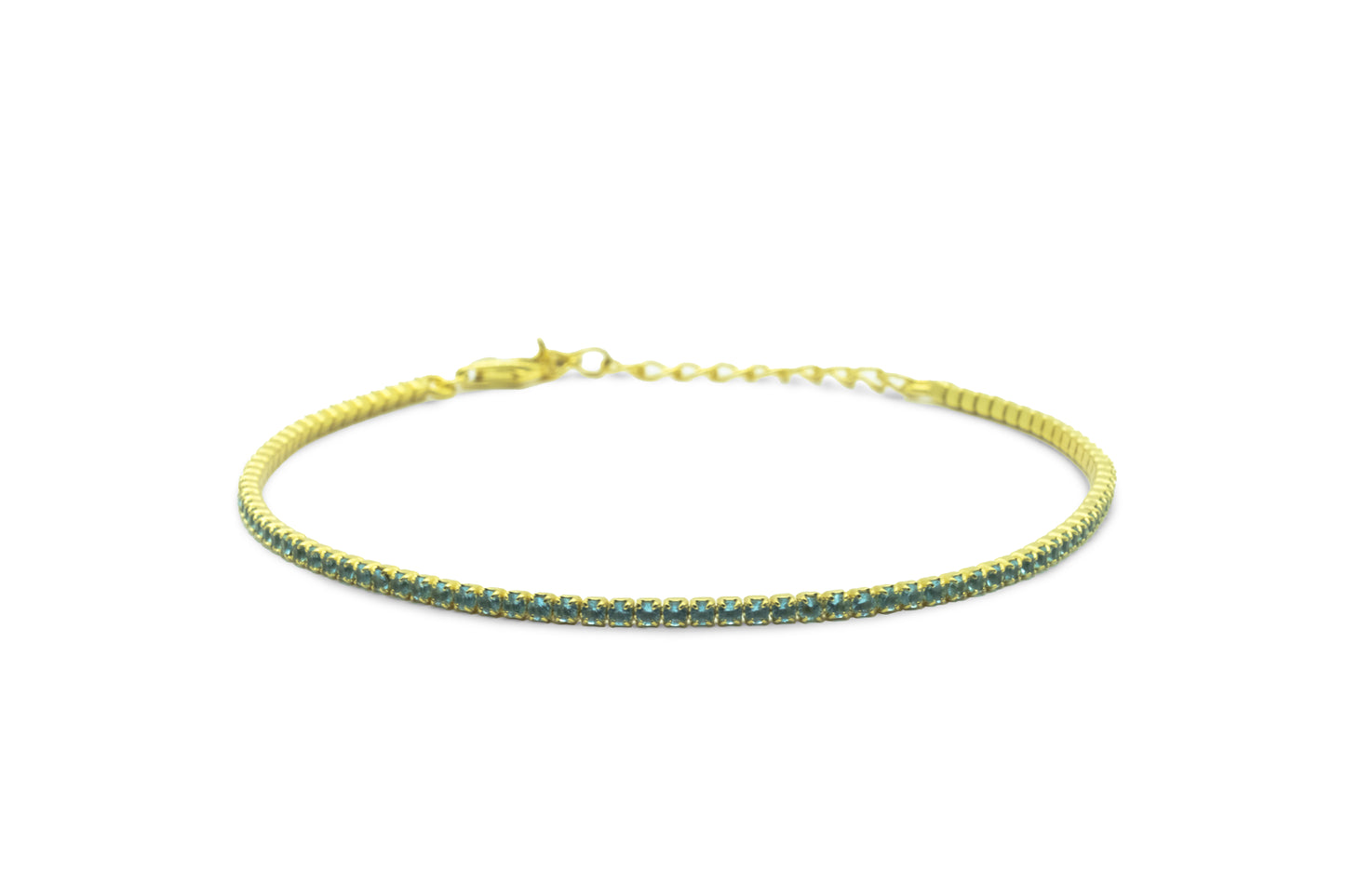 Bracciale Dilvdò Tennis Gold Aquamarine