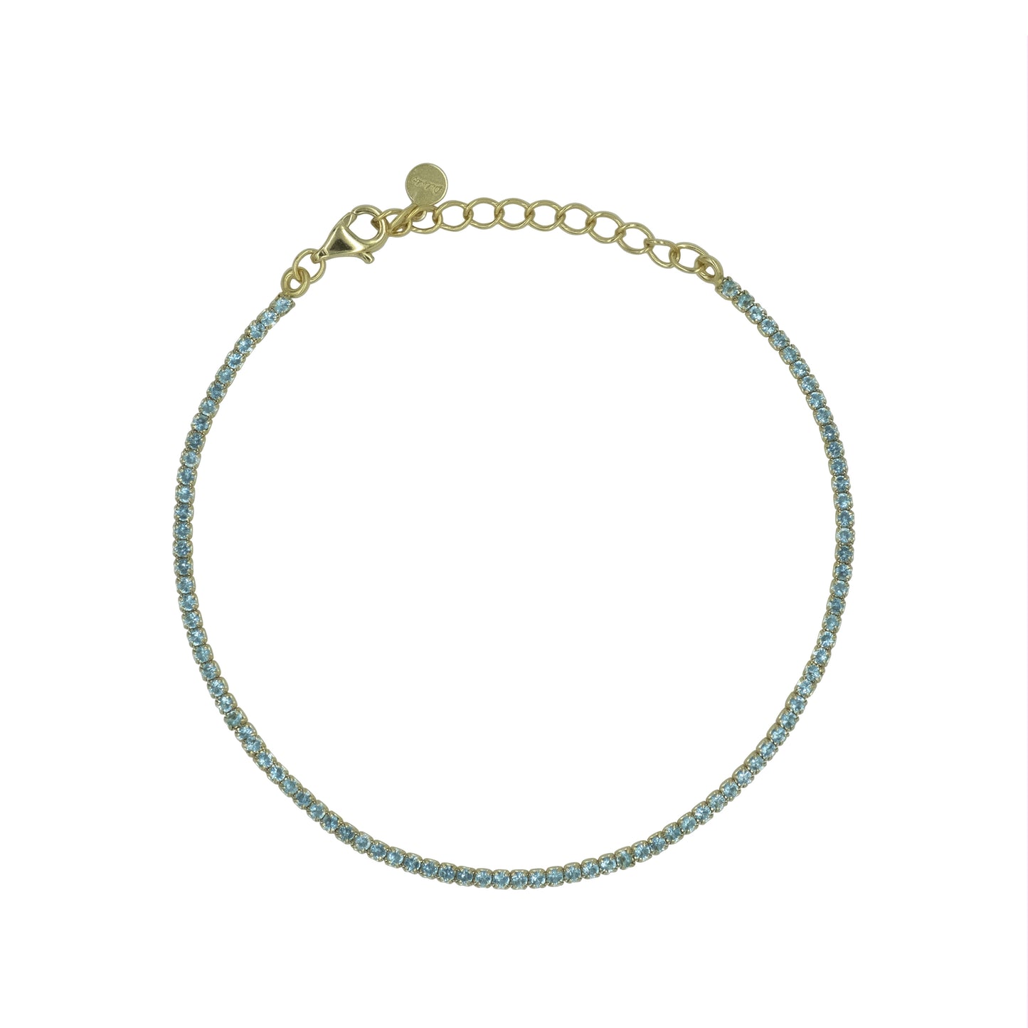 Bracciale Dilvdò Tennis Gold Aquamarine