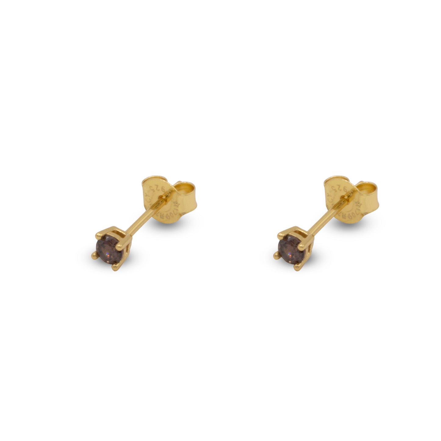 Small Stud Earrings Dilvdò Gold Brown