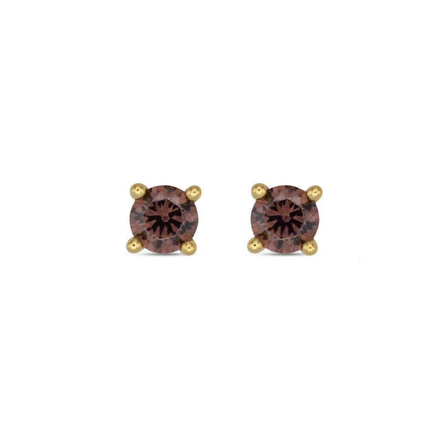 Small Stud Earrings Dilvdò Gold Brown