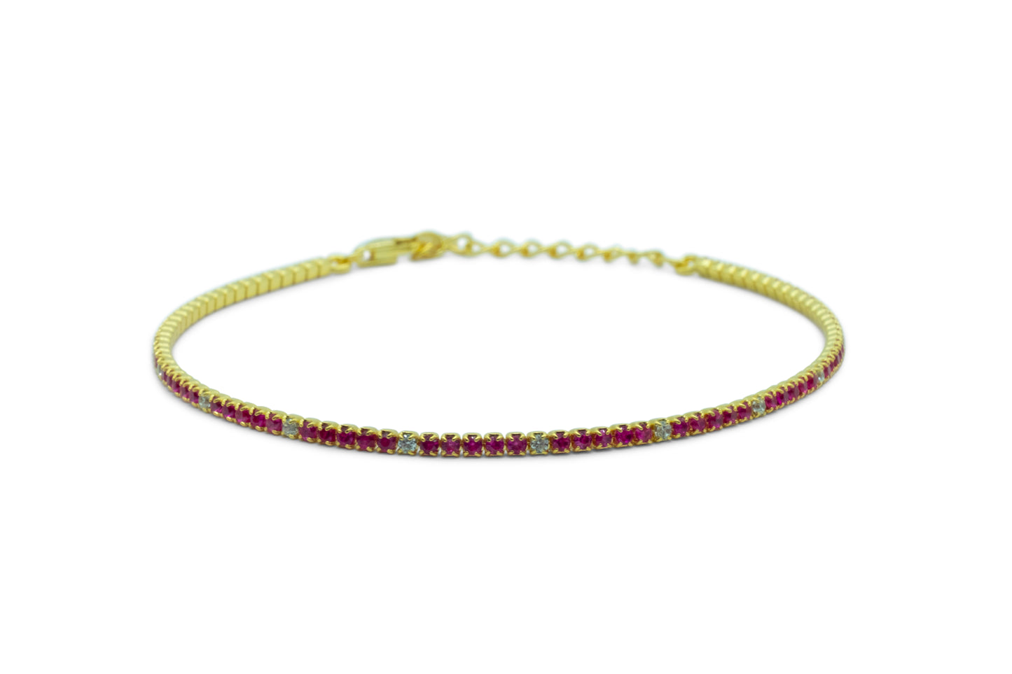 Bracciale Dilvdò Tennis Gold Ruby & White