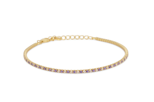 Bracciale Dilvdò Tennis Gold One to one Lilac & White