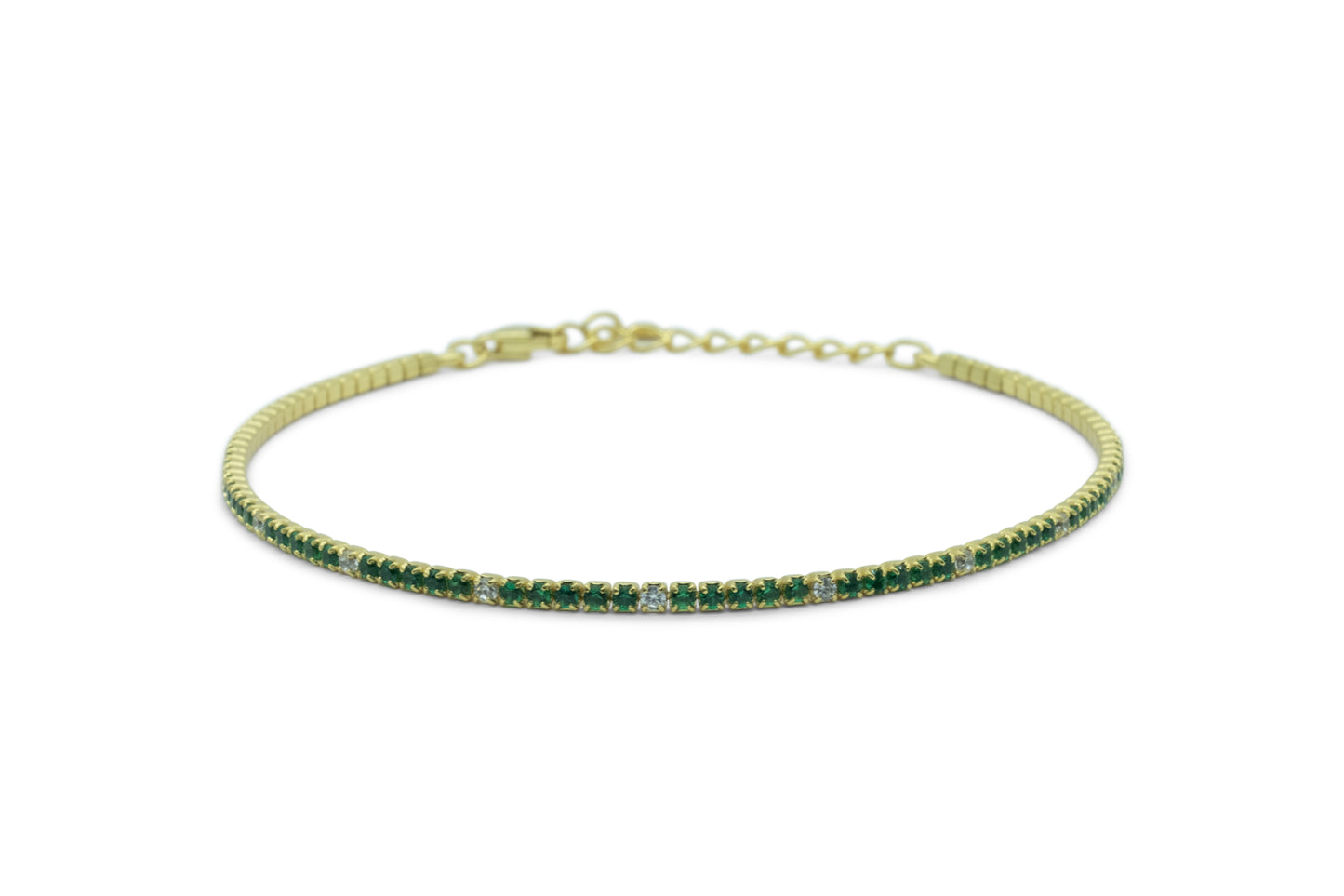 Bracciale Dilvdò Tennis Gold Green & White