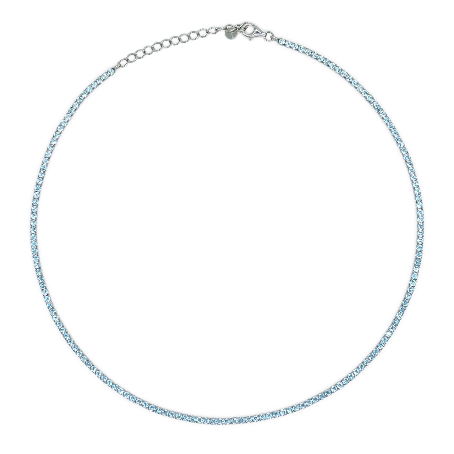 Chocker Dilvdò Tennis Silver Aquamarine