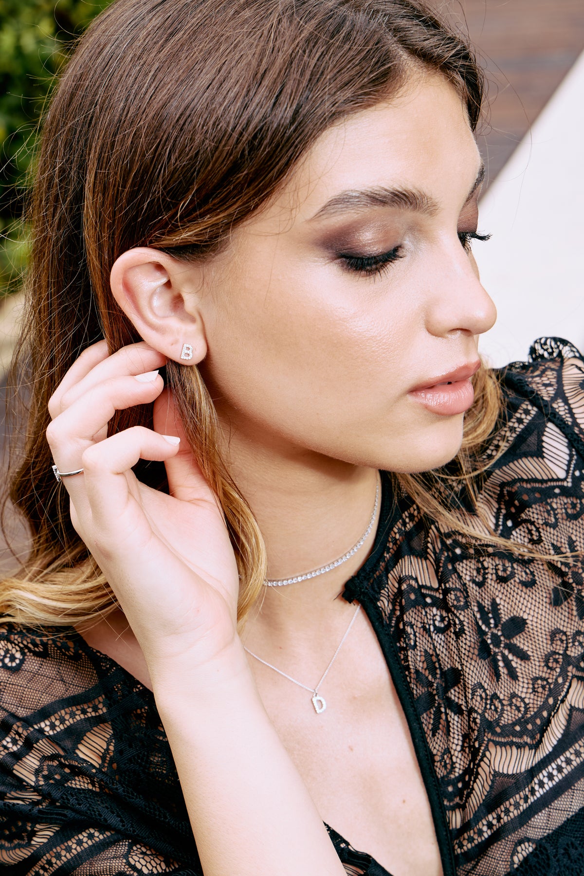 Initial Letters Earrings Dilvdò Silver White