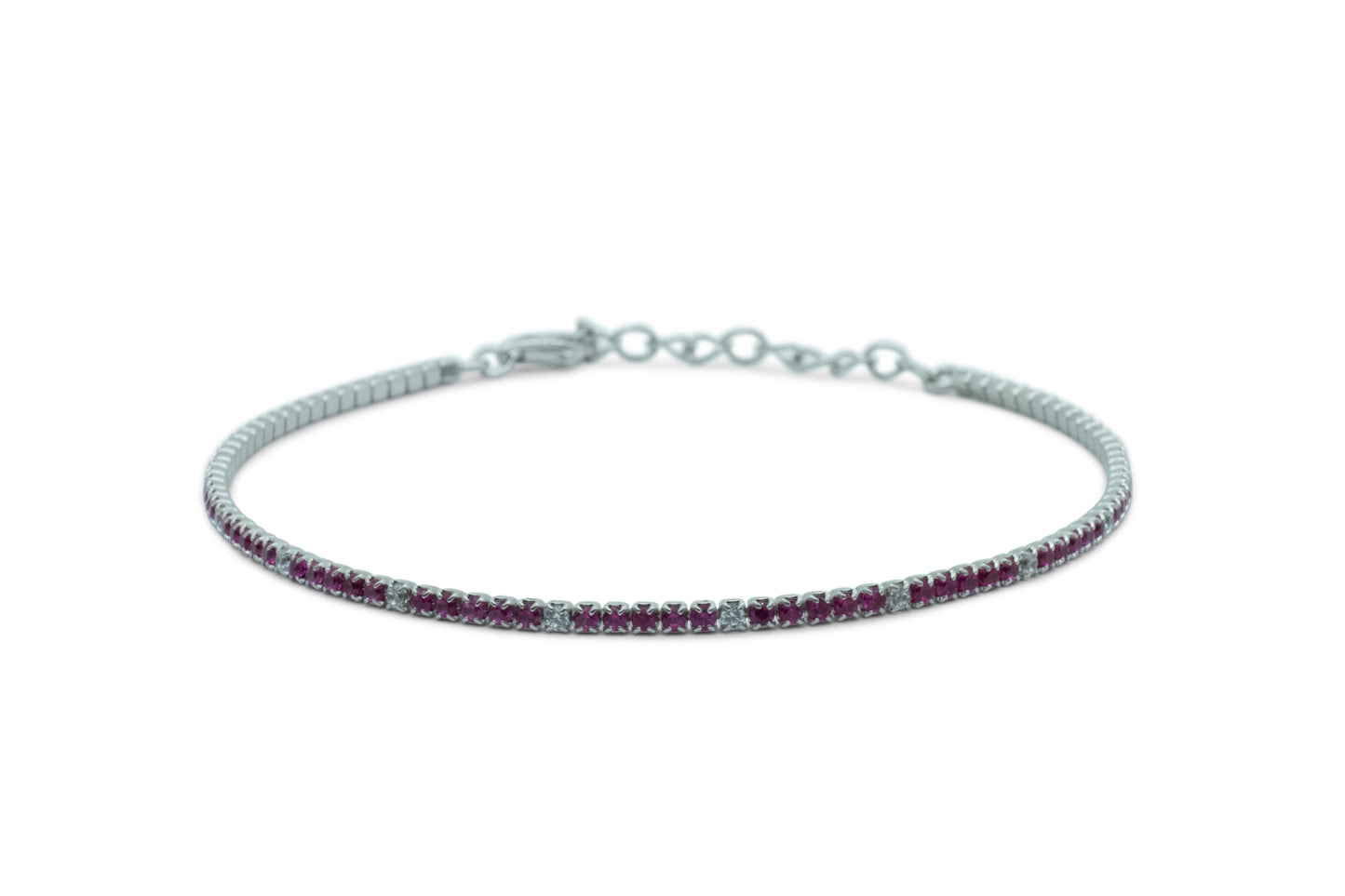 Bracciale Dilvdò Tennis Silver Ruby & White