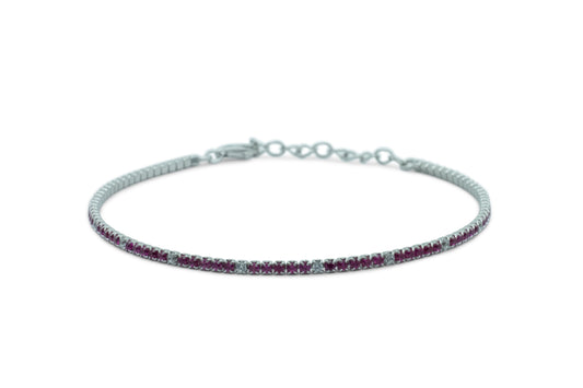 Bracciale Dilvdò Tennis Silver Ruby & White