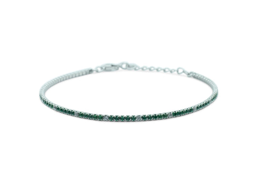 Bracciale Dilvdò Tennis Silver Green & White