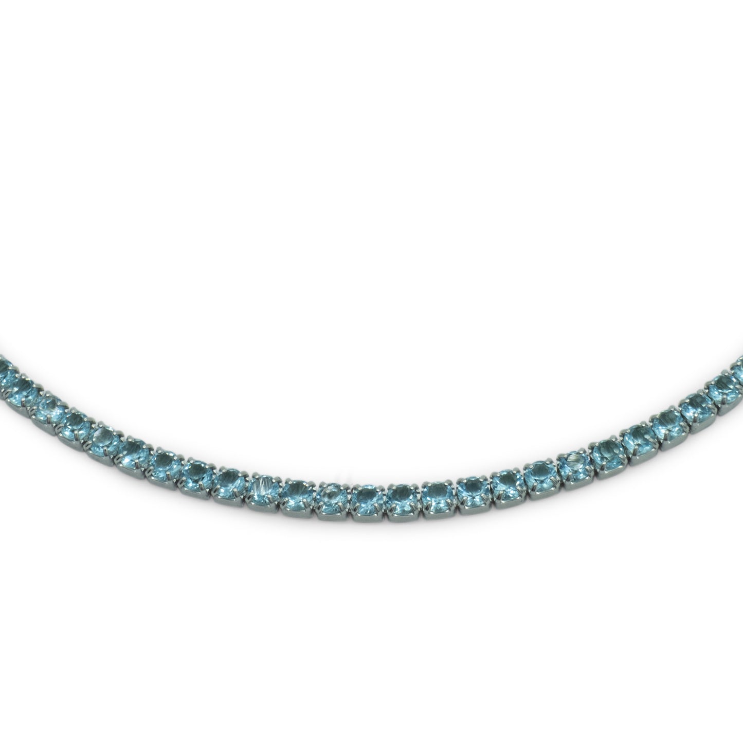 Chocker Dilvdò Tennis Silver Aquamarine