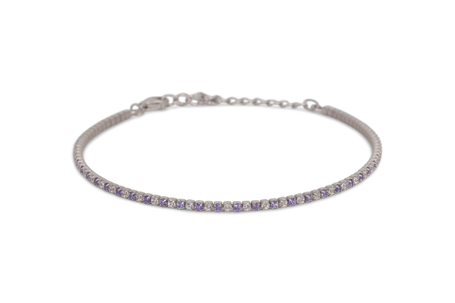 Bracciale Dilvdò Tennis Silver One to one Lilac & White