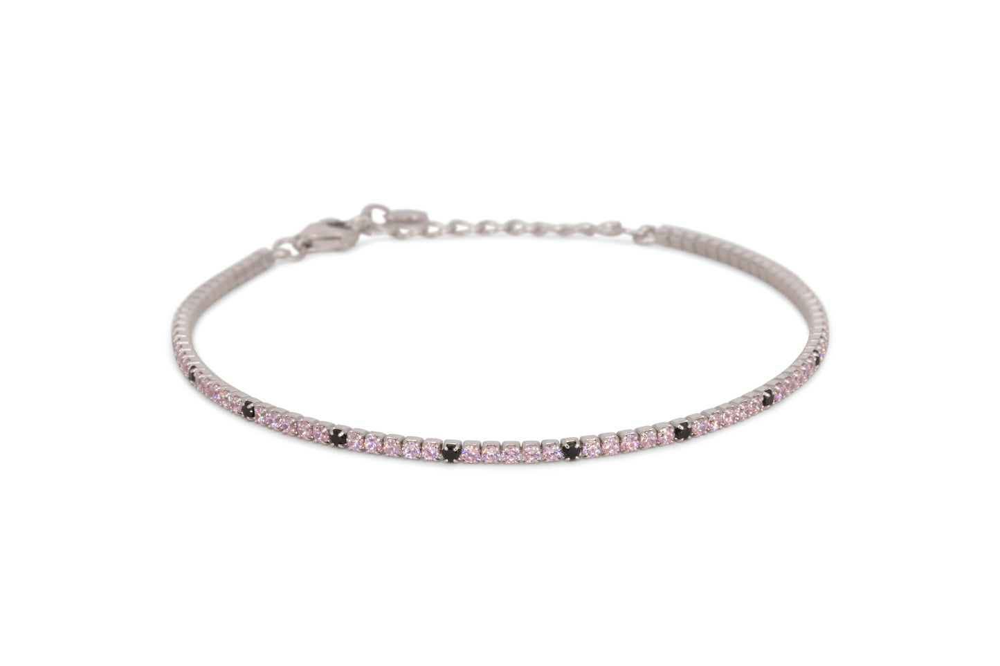 Bracciale Dilvdò Tennis Silver Pink & Black