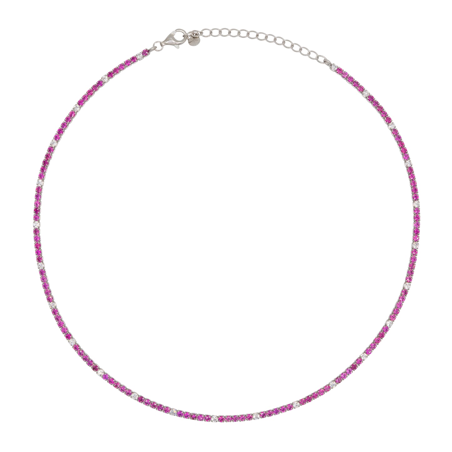 Chocker Dilvdò Tennis Silver Ruby & White