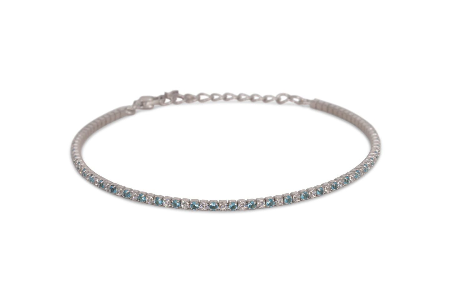 Bracciale Dilvdò Tennis Silver One to one Light Blue & White