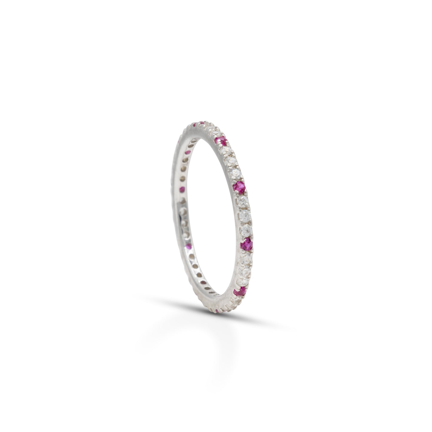 Eternity Ring Dilvdò Silver White and Ruby Slim