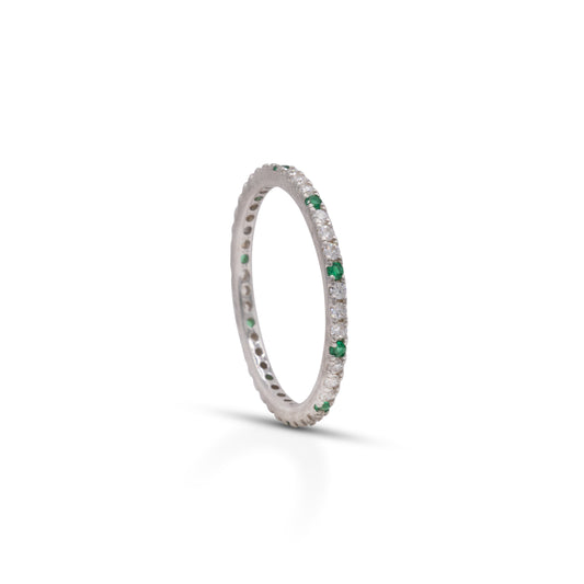 Eternity Ring Dilvdò Silver White and Green Slim